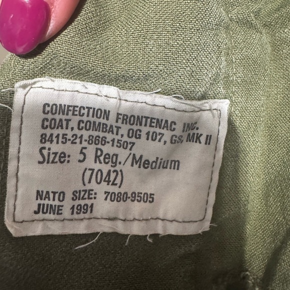 Vintage 90’s Canadian Army Combat Coat MK II No Liner Green Size 5 - Picture 7 of 14